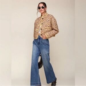 7 For All Mankind Cotton Yellow & Purple Quilted jacket Beautiful floral